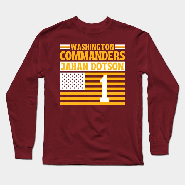 Washington Commanders Dotson 1 American Flag Football Long Sleeve T-Shirt by Astronaut.co